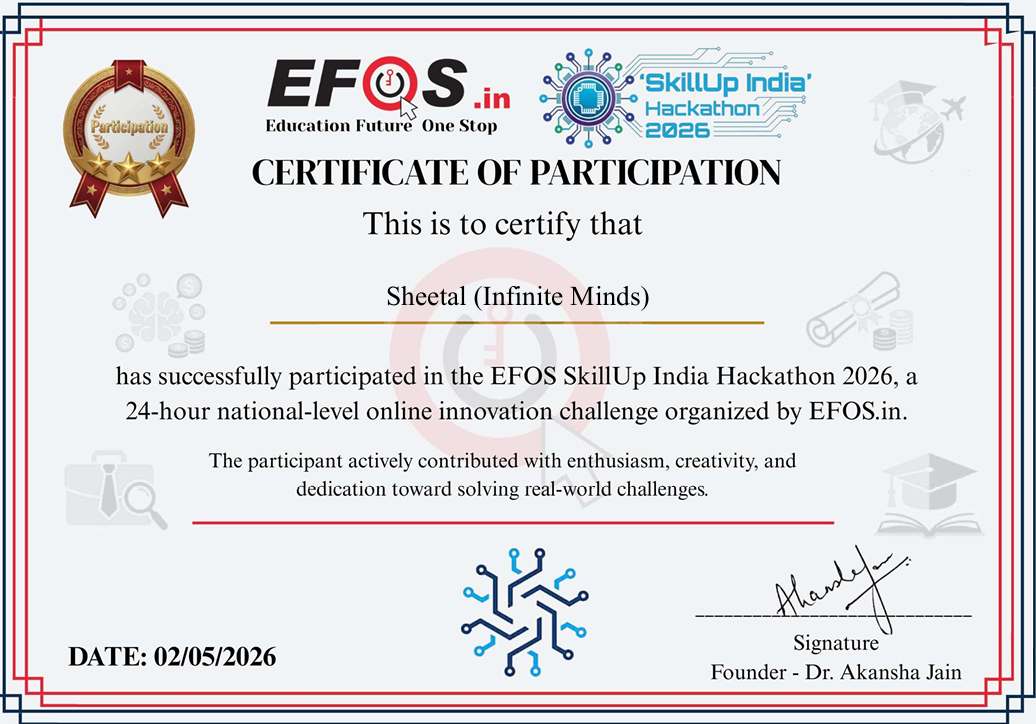 Certificate of Participation - EFOS SkillUp India Hackathon 2026